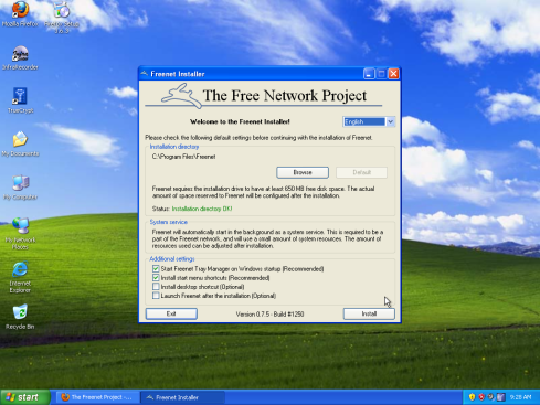 Inštalácia programu Freenet - nastavenia